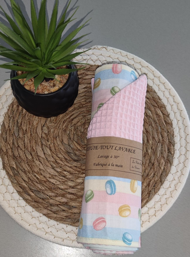 Essuie tout lavable Macaron rose 