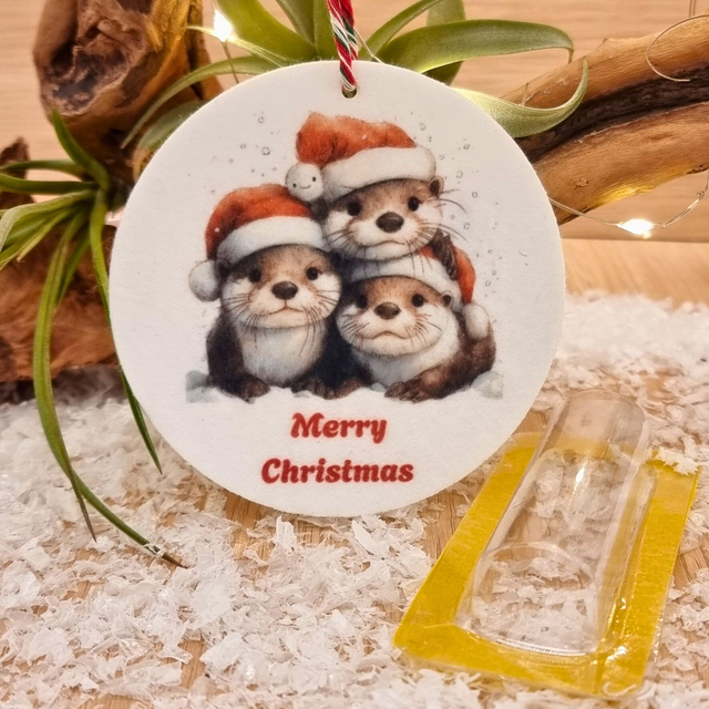 Otter Family Christmas Decoration with Money Holder | Merry Christmas Ornament
