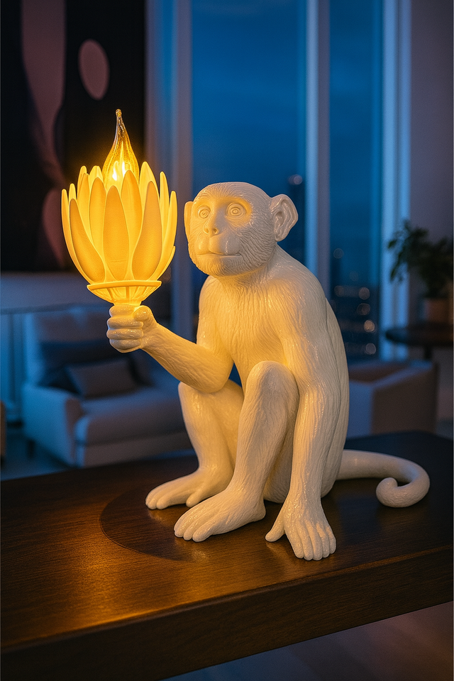 Designová lampa ve tvaru opice – stolní model