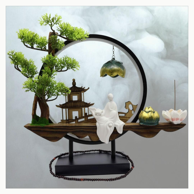 "Bonsaï sacré LED" - Porte-encens Backflow 39 cm