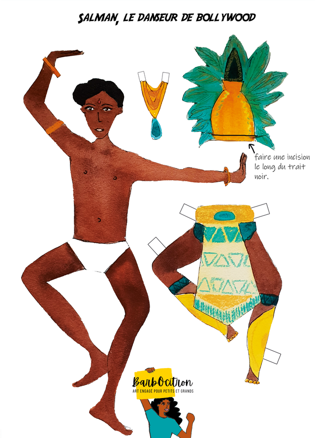 Poupée de papier Salma le danseur de Bollywood