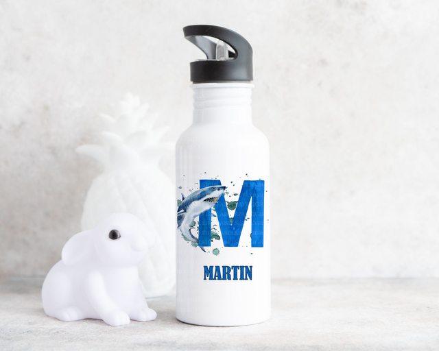 Persoanlised Shark Initial Water Bottle