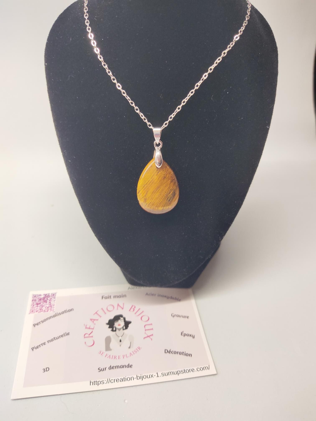 Collier gouttes d'eau oeil de tigre 