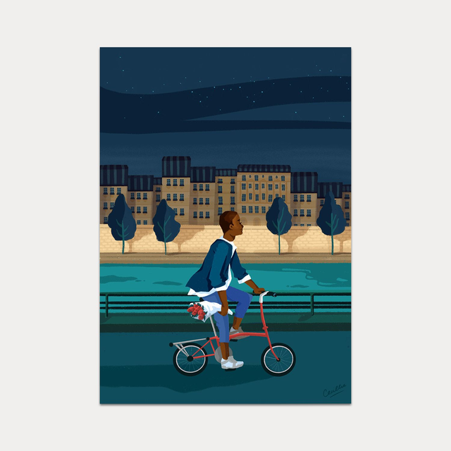 Blue folding bike