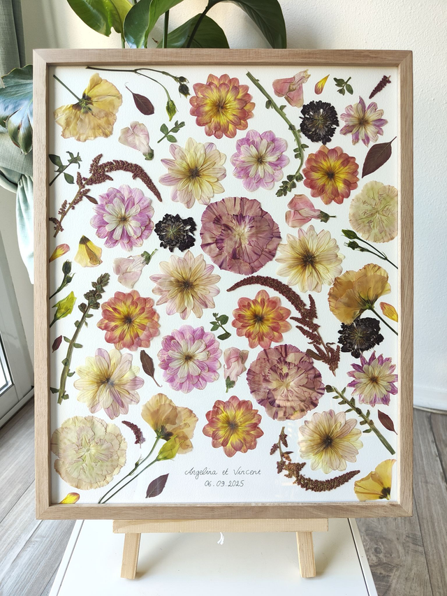 Herbier conservation de bouquet sur papier