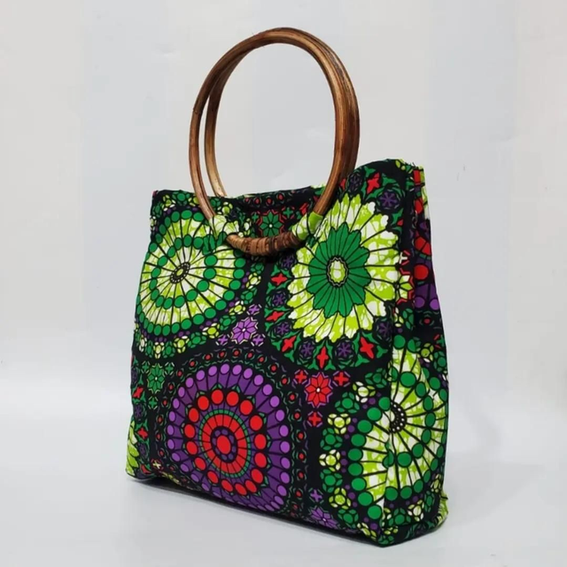 Tote bag con manico di bambù 