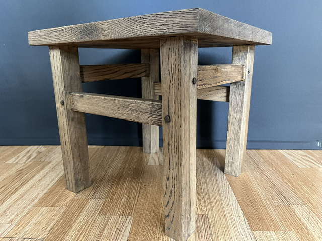 Retro style, Handmade Solid Oak Stool.