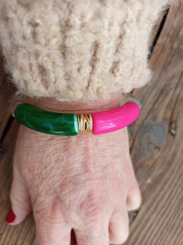 Bracelet perles tubes incurvées Chandra Haritima