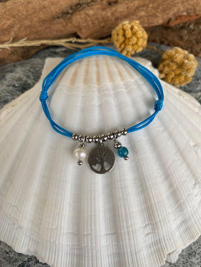 Bracelet CHIARA turquoise, arbre de vie et Apatite bleue