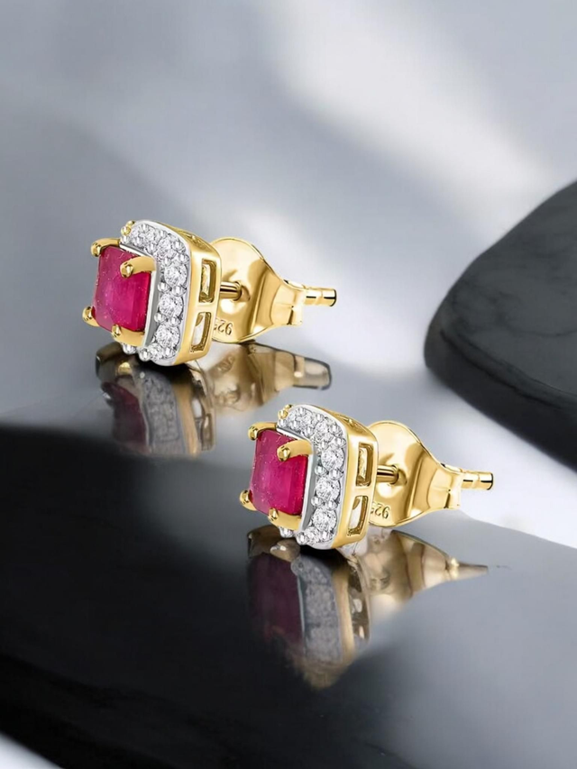 Natural African 2.50 Carat Rubies Stud Earrings.