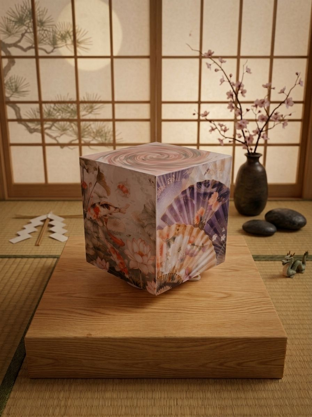 Lampe d'ambiance en cire 12x12cm - "Japon 1"