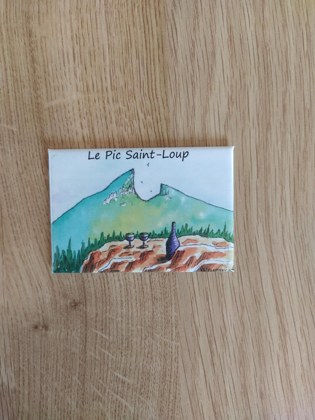 Magnet "Pic Saint Loup et vin" 7,8 x 5,3cm