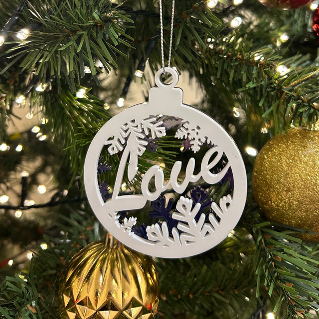 2 x Circular Love Baubles (Purple)