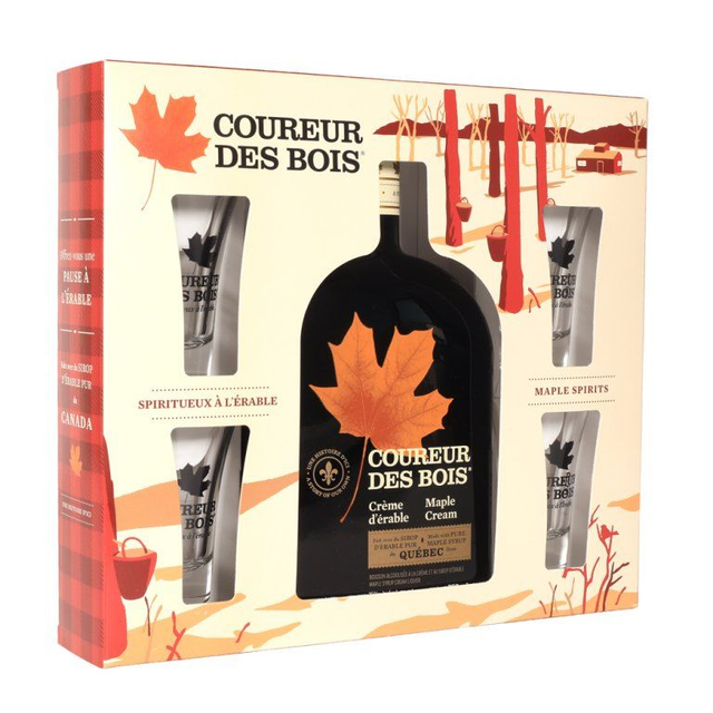 Coffret cadeau Coureur des Bois Crème , 4 verres à shooter inclus