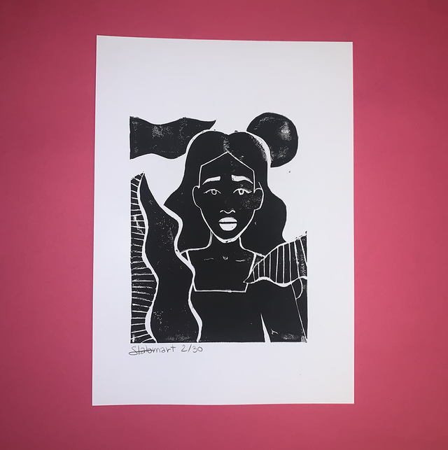 Linogravure A4 édition limitée &quot;Lost in nature&quot; 