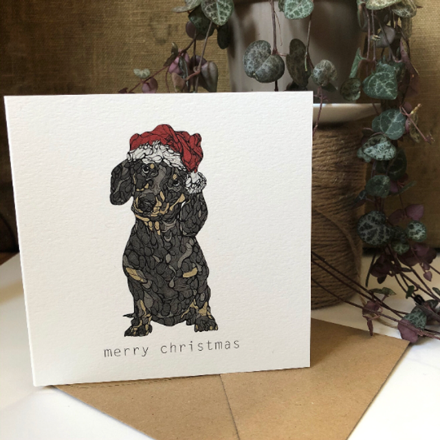Card - Christmas - Sausage Dog - design no. 2