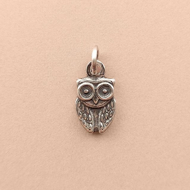 Handmade Owl Silver Necklace - Sterling Silver Owl Charm - Handmade Silver Bird Pendant
