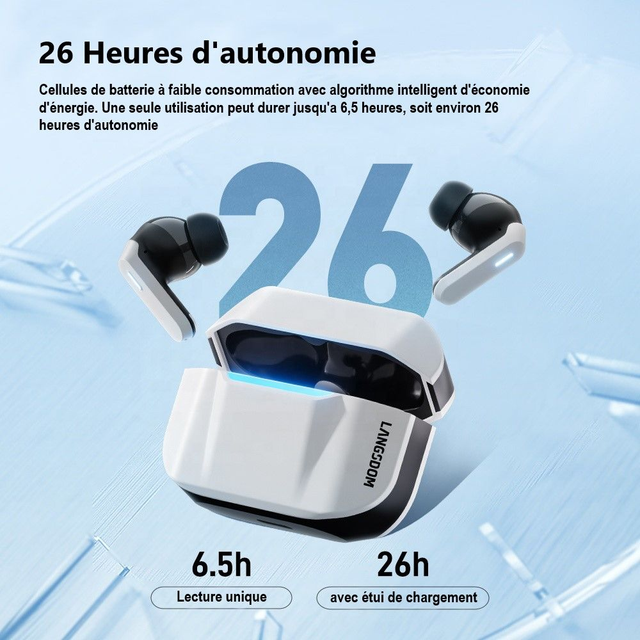 Langsdom écouteur TG16 ZETA Gris véritable casque stéréo sans fil Smart APP contrôle ANC ENC casque antibruit à faible latence. TWS V6.0 Bluetooth