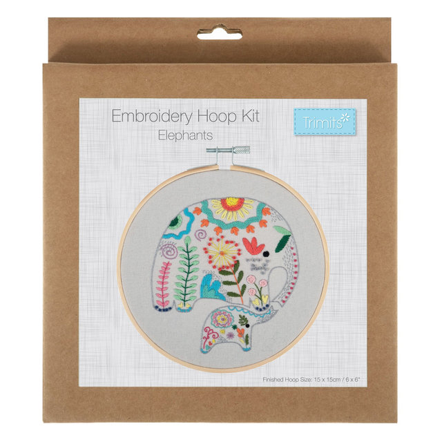 Elephant Embroidery Kit with Hoop 