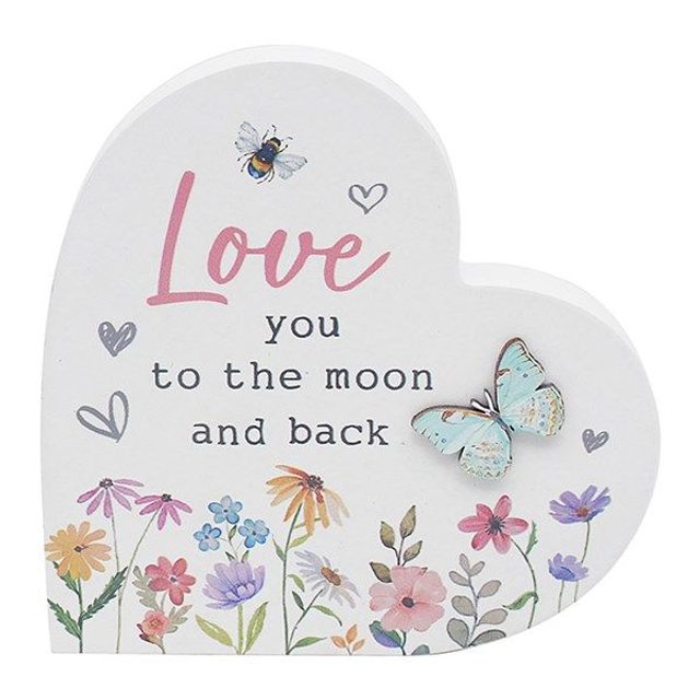 Pretty Floral Heart Plaque Love You To The Moon And Back 