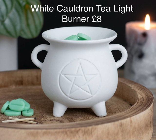 White Cauldron Tea Light Burner 