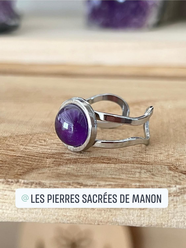 Bague Améthyste ajustable 