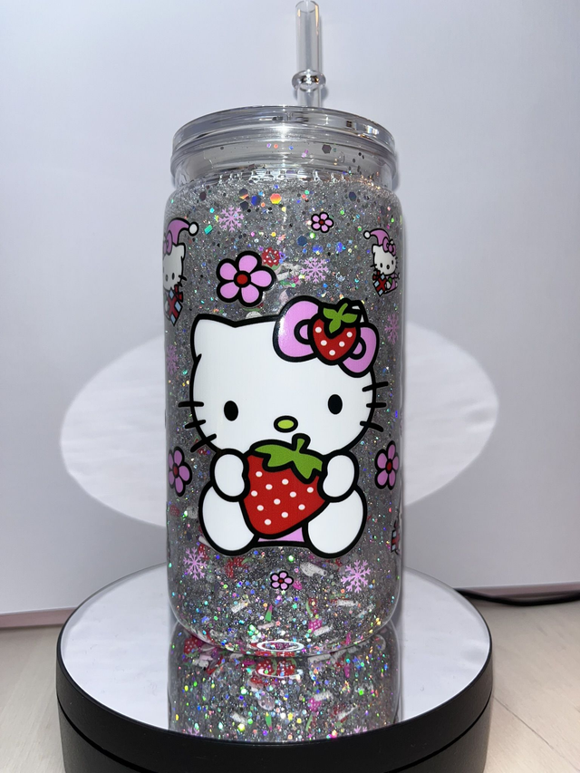TUMBLER GLASS SNOW GLOBE           HELLO KITTY 