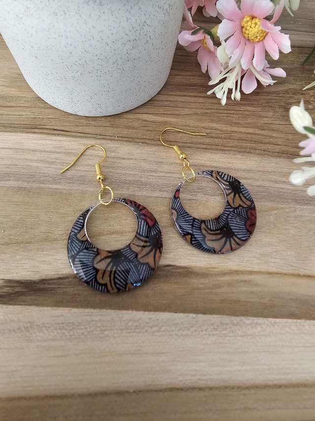 🗿Croissant-&quot;Éclat Wax Rouge&quot; – bijoux en Résine avec motif Africain🗿