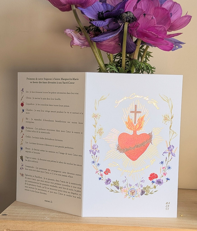 Carte Sacré -Coeur et les 12 promesses 