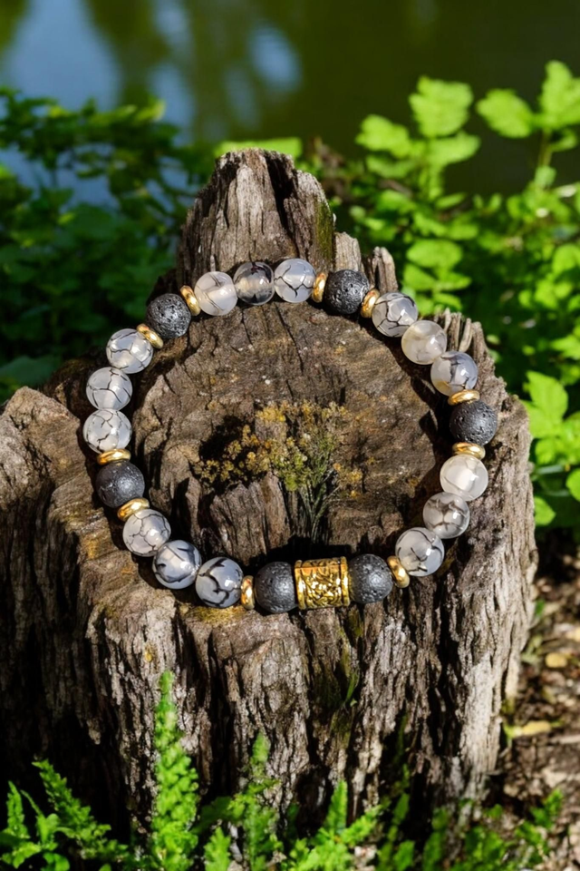 Bracelet Agate veine de dragon - Protection &amp; Stabilité
