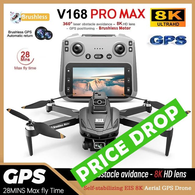 V168 PRO MAX Drone - Large Screen Remote Control