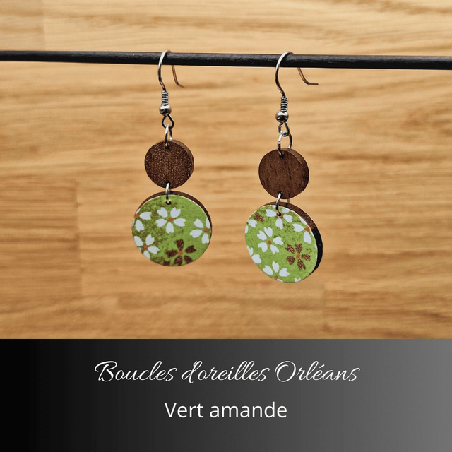Boucles d'oreilles Orléans - Vert amande
