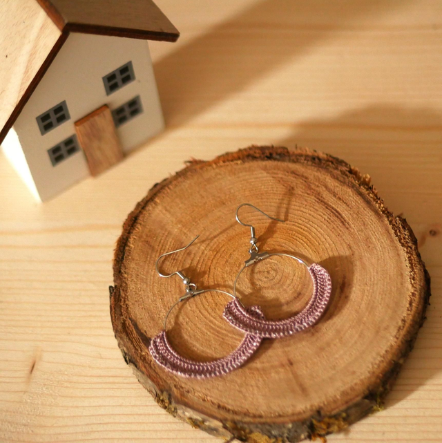 Boucles d&#039;oreille créoles Vieux rose 