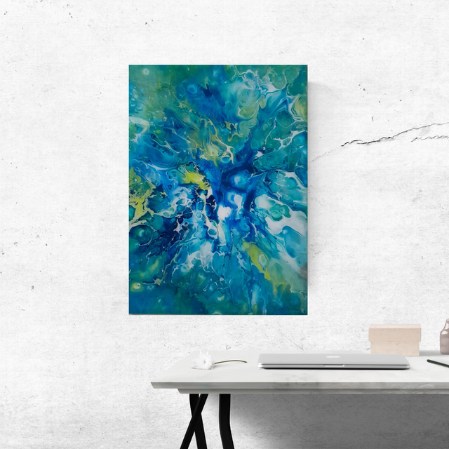 COMBAT POLAIRE - Tableau abstrait - 18x24 cm