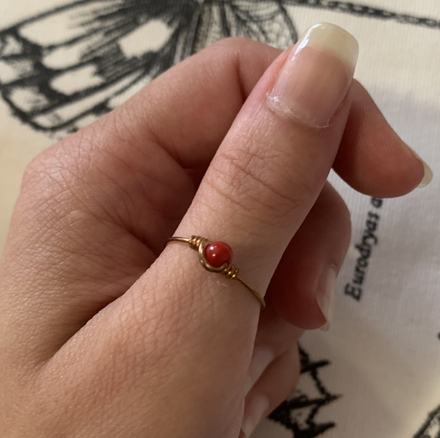 Bague Cuivre et Corail T53