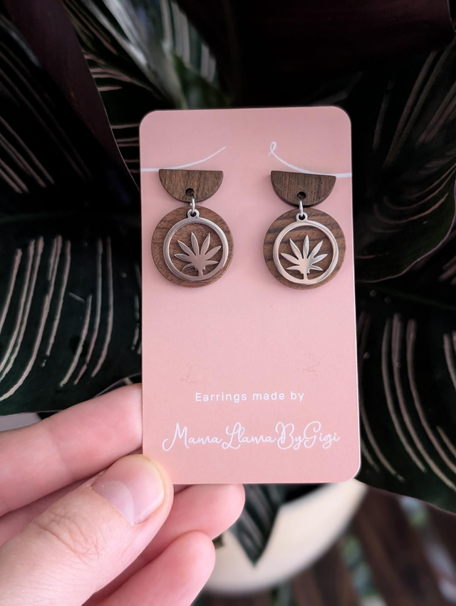 Wooden Leaf Earrings