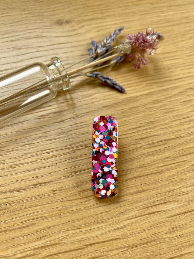 Barrette mini rectangulaire - flamingo