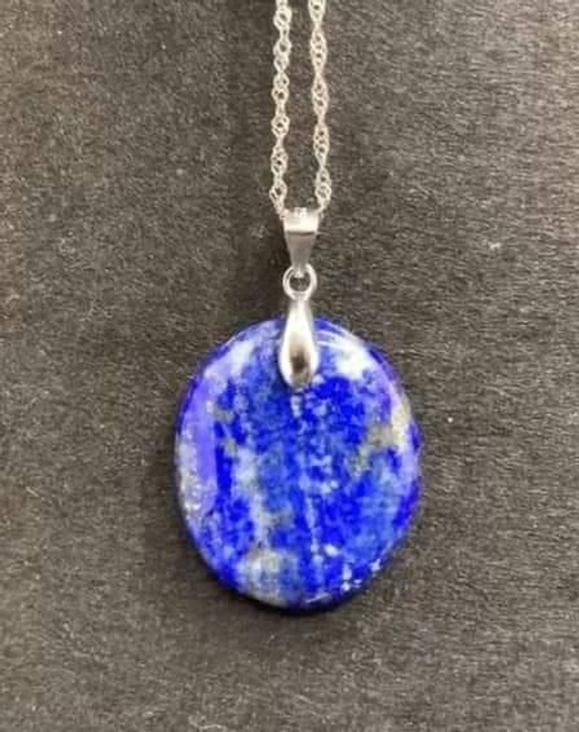 Lapis lazuli bélière et chaîne argent 