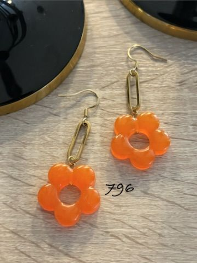 🧡Boucles d’oreilles "Flower Pop Orange" - Réf. 796