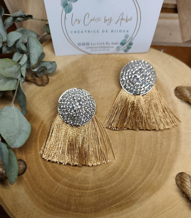 BO ATTRAPES REVE STRASS/ POMPONS OR 0000740