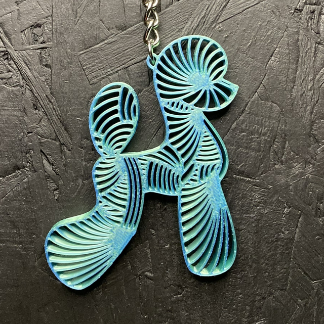 3D - Keychain Poodle Asian Turquoise