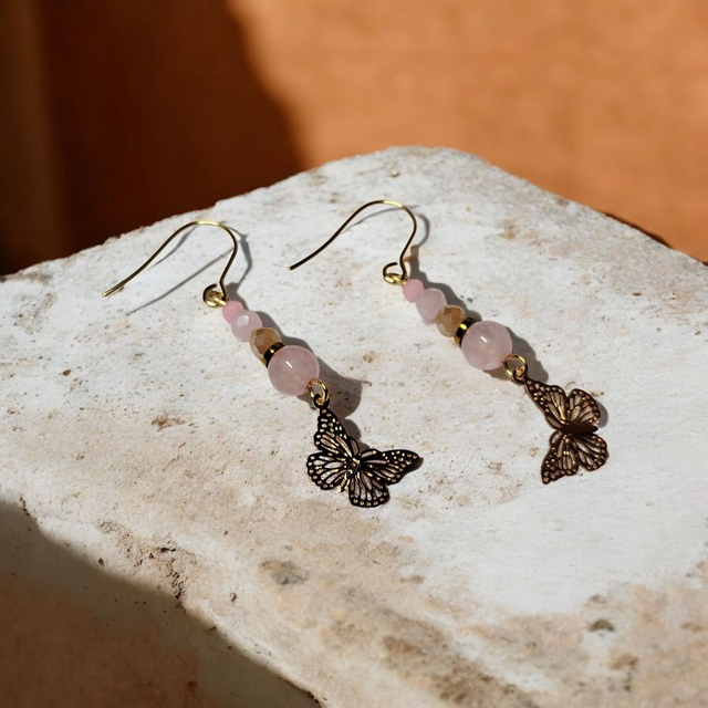 Boucles d'oreilles rose clair acier inoxydable