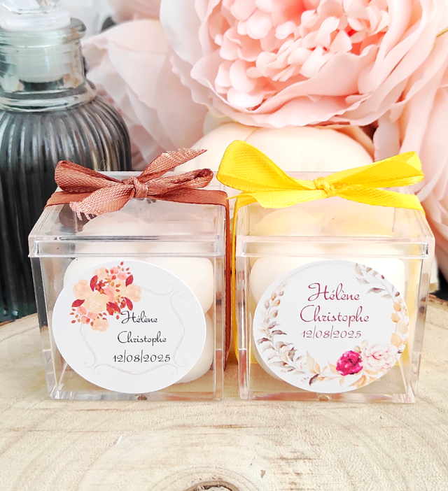 Bougie cube bubble cadeau invités mariage