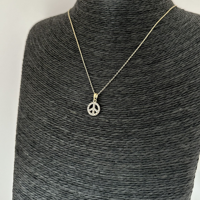 Anhänger PEACE mit Kristallen, goldfarben