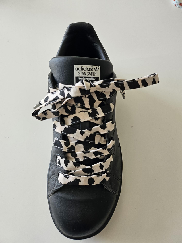 Lacets en tissu fait main - leopard noir blanc