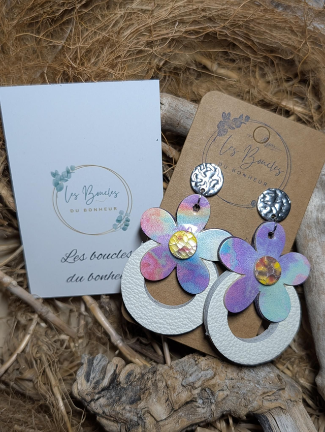 Boucles d'oreilles Baby Marguerite pastel vernis blanc bm027