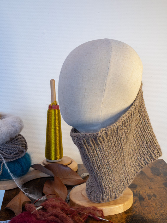 tour de cou - snood beige en laine  mouton et alpaga 