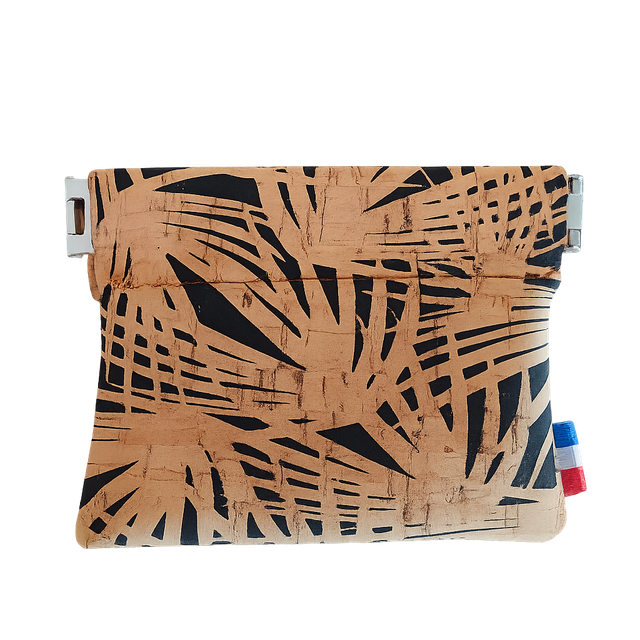 Porte monnaie clac clac "Feuilles palmier noir"