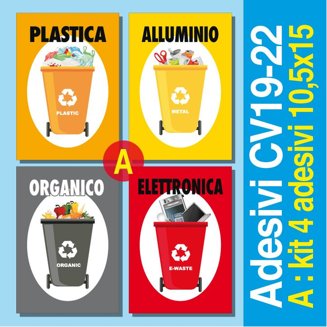 KIT 4 Adesivi Spazzatura 10,5x15 - CV19