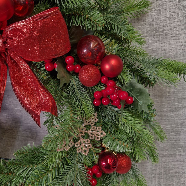 X-Large Artificial Christmas Wreath - Red and Rose Gold